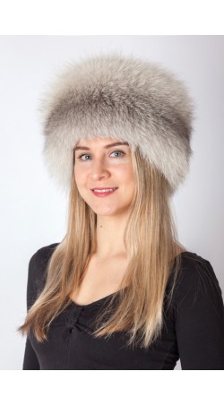 Grey fox fur hat